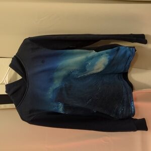 Aeropostale Blue Black Ocean Waves Hoodie Hooded Sweatshirt Size Small